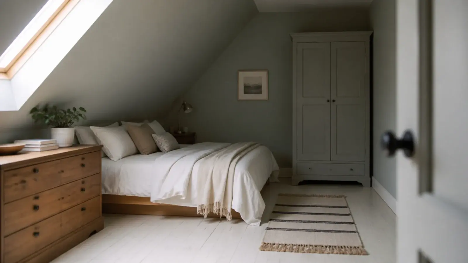 attic room ideas slanted walls bedroom layout with low furniture under the pitch