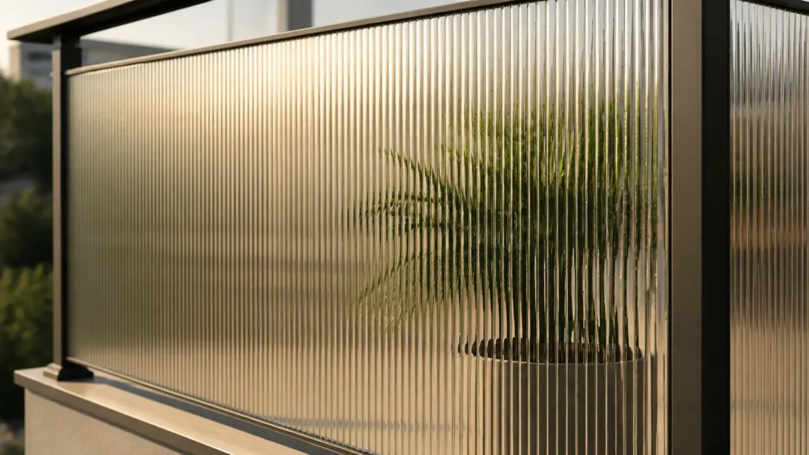 reeded privacy film applied to a glass balcony balustrade panel