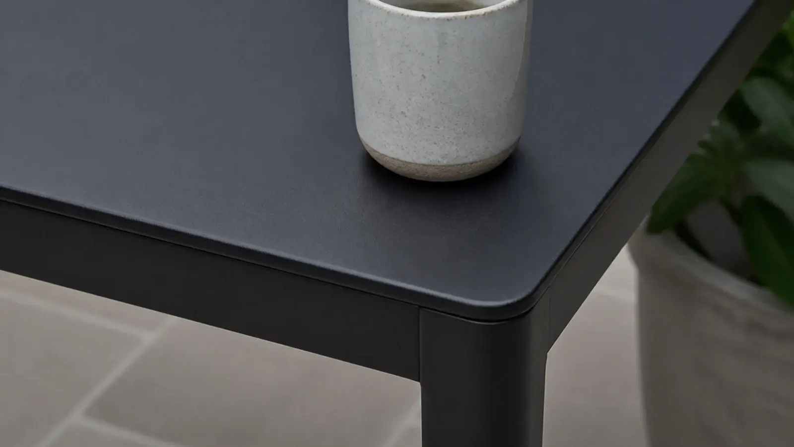 matte black powder coated balcony table showing no reflected glare