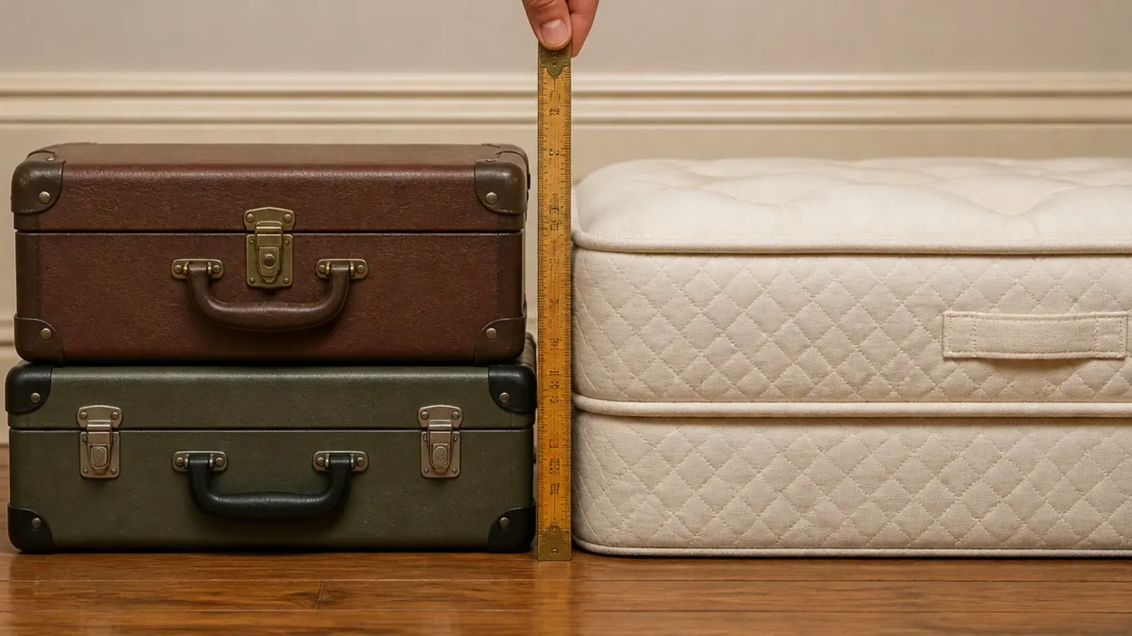 folding rule held against a substitute bedside object to check height