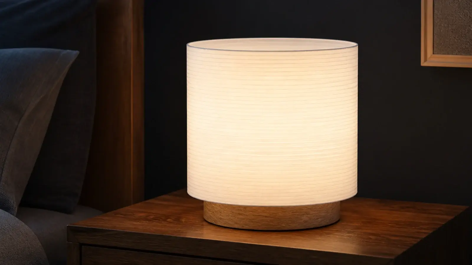 rice paper shade glowing evenly with no visible hot spot inside