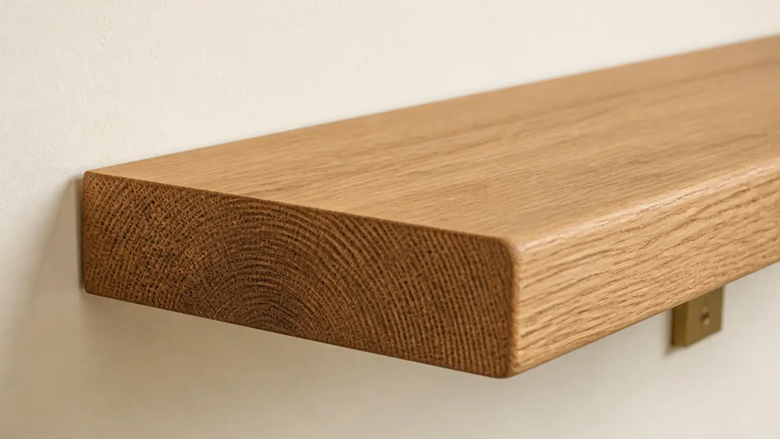 thick solid oak slab mounted flat against a bedroom wall