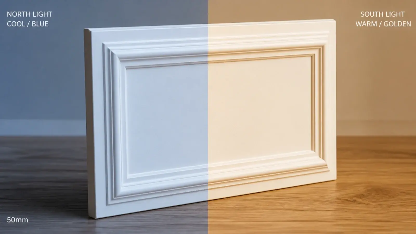 same white surface photographed under cool north and warm south light