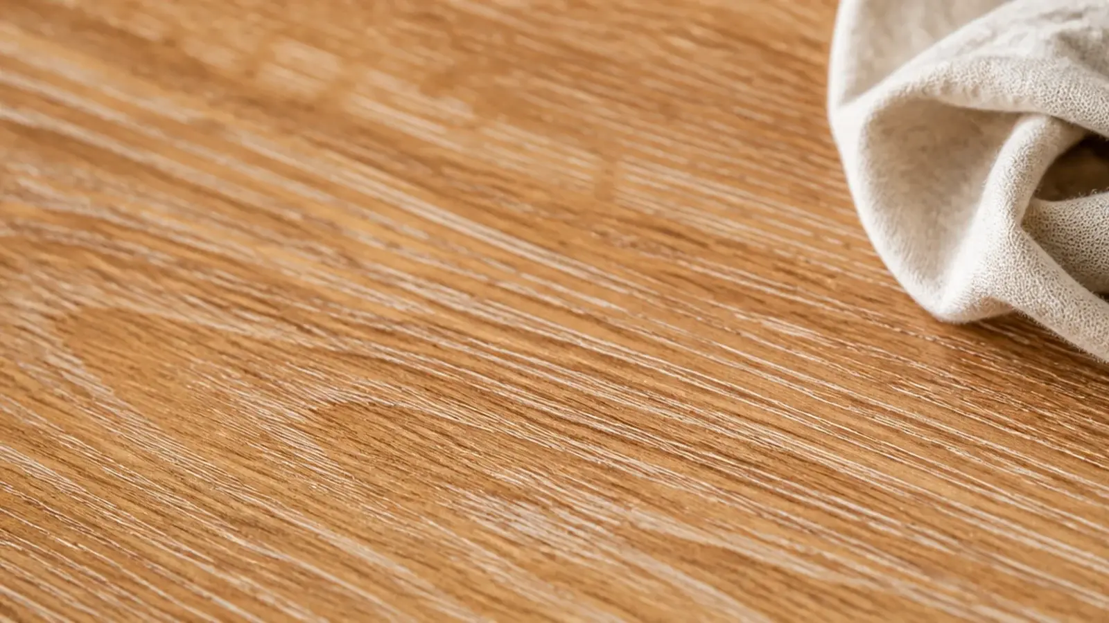 white lime wax settled into open oak pores against a warm surface