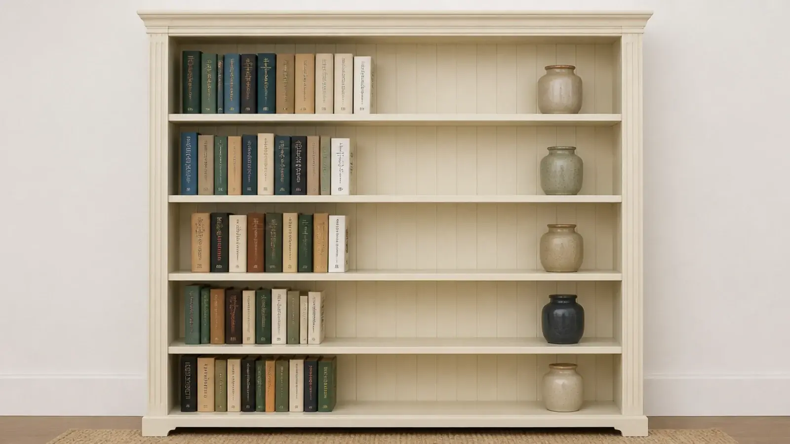 edited bookcase with two thirds of the books removed and boxed away