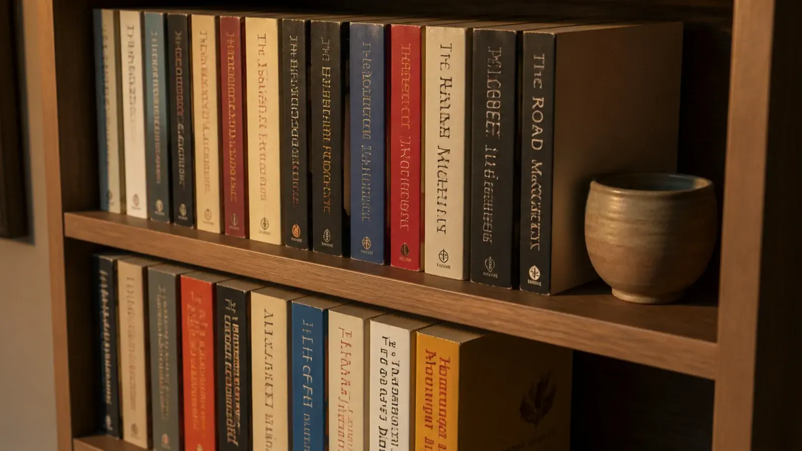 paperbacks sitting flush on shallow shelves after hardbacks were moved
