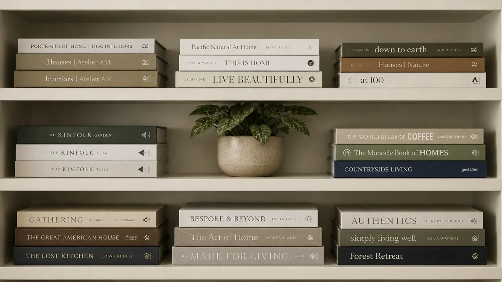 hardback books forced to lie flat in a cramped nine inch shelf gap