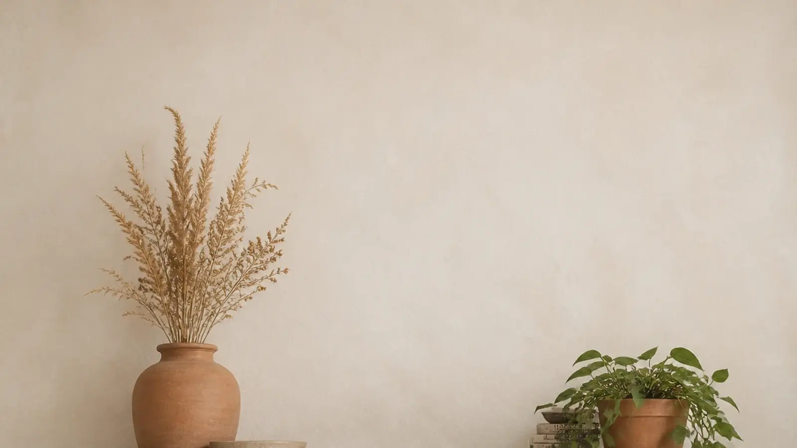 vertical image of bookshelf styling mistakes corrected into a calm display
