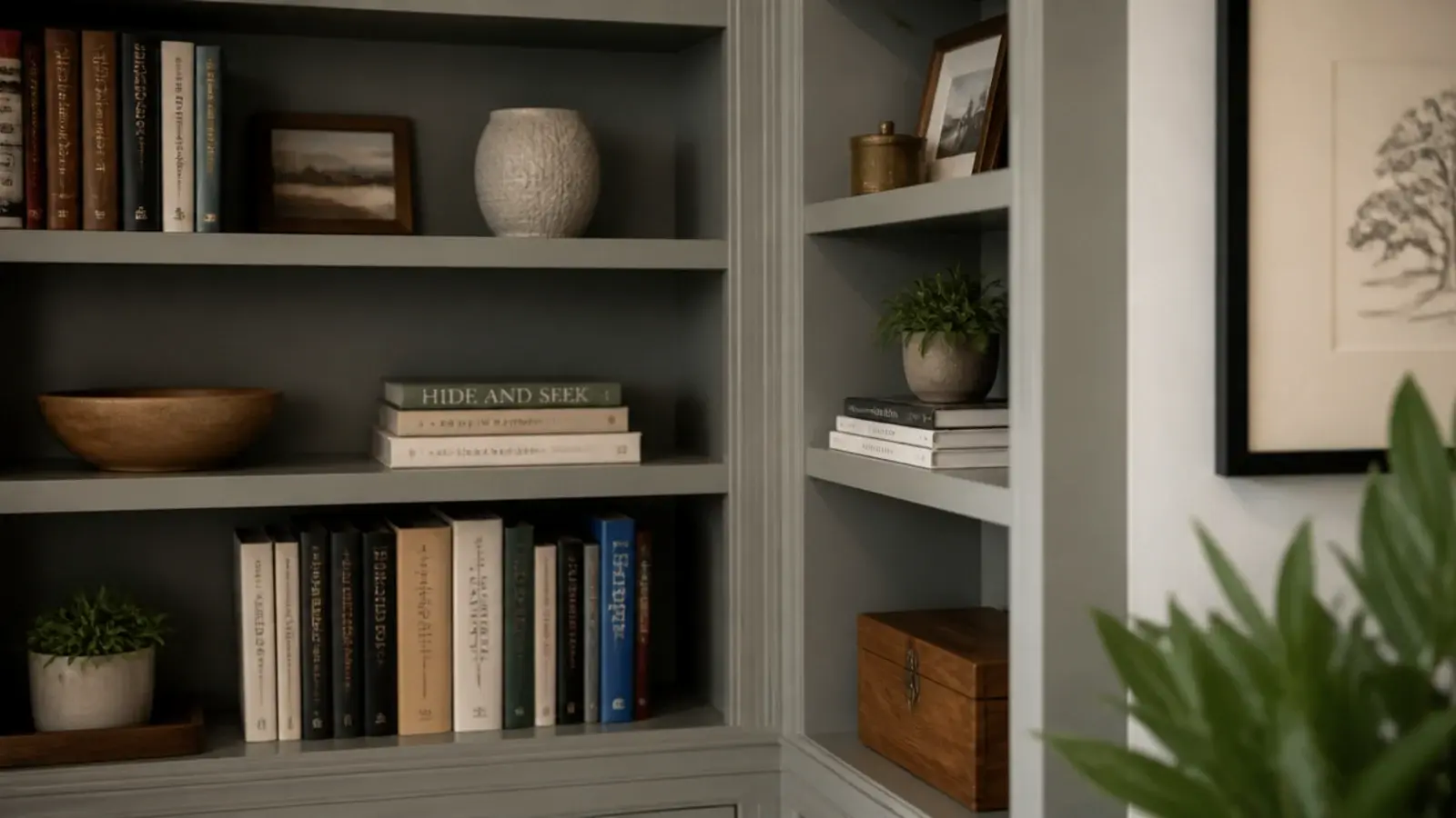 corner return where budget built in shelves turn onto the adjacent wall