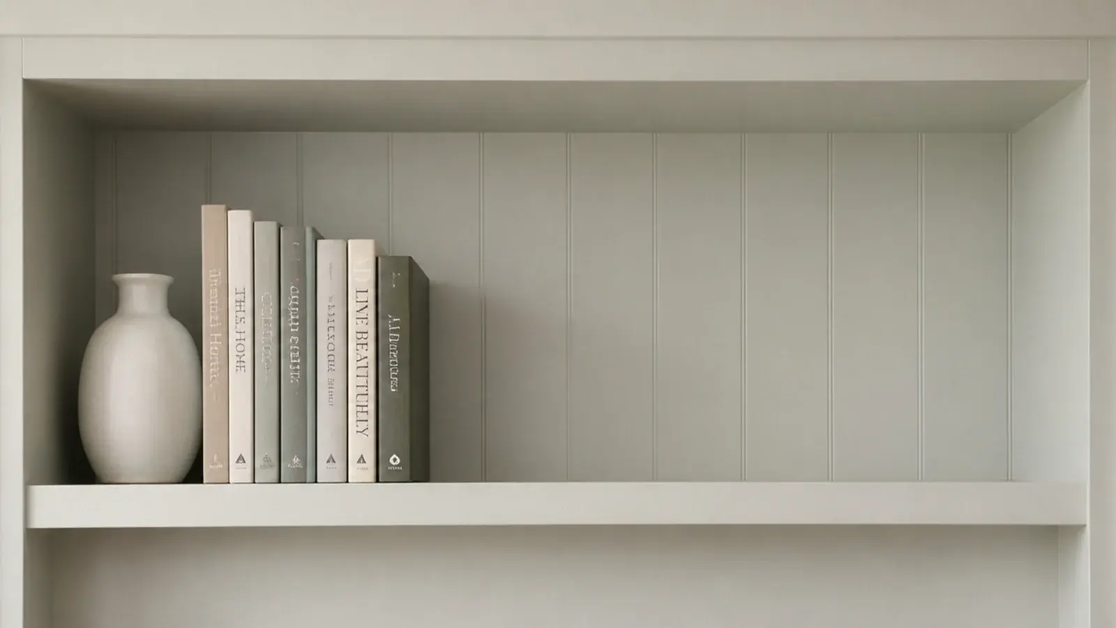 styled built in shelf with one third of its length left bare