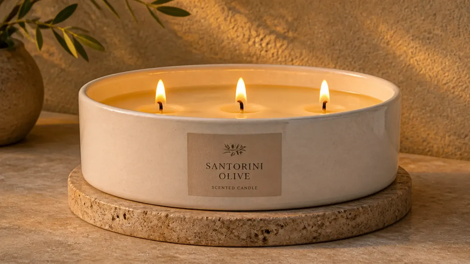 wide three wick soy jar candle burning evenly to the edge of the glass