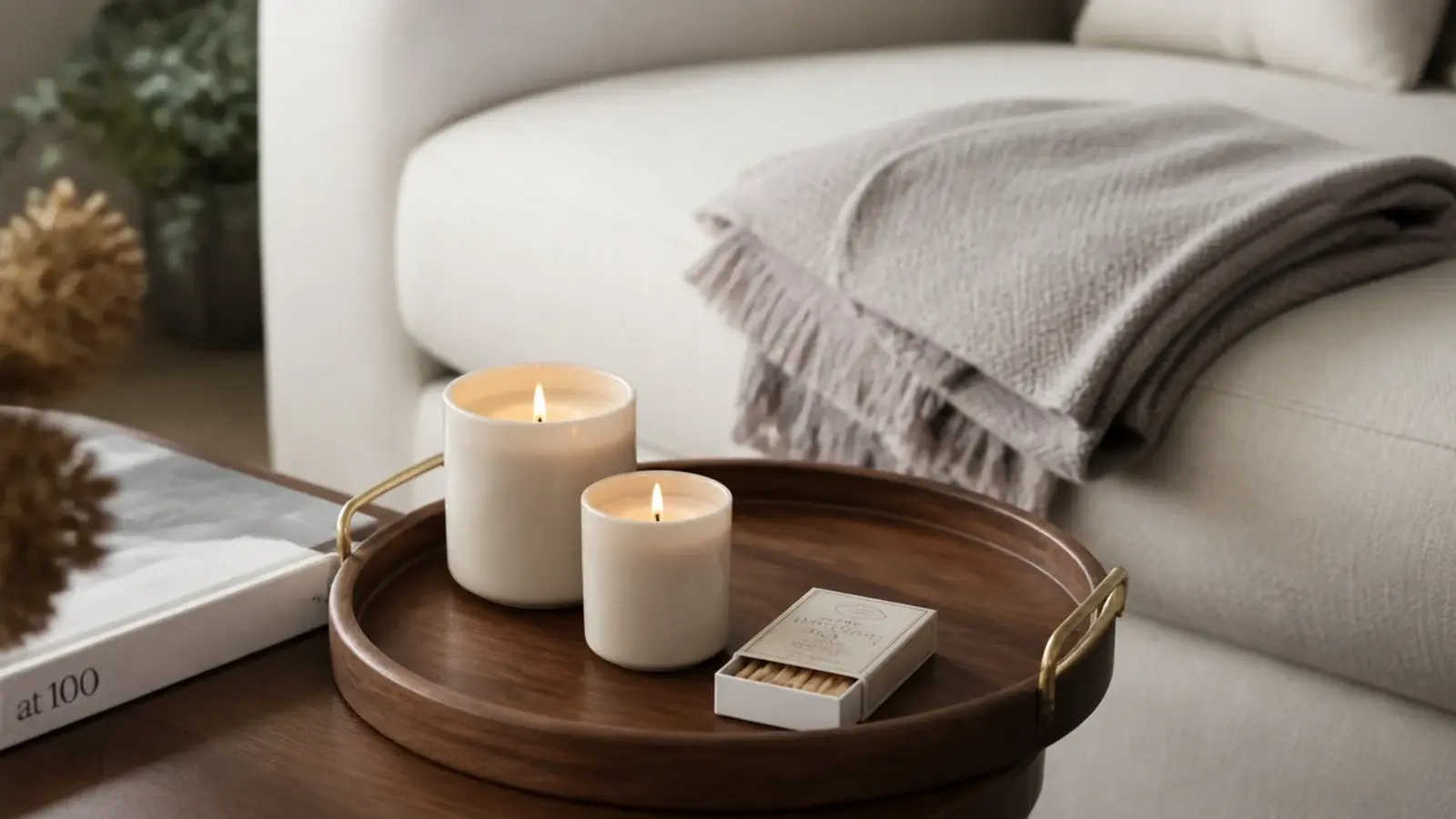 handled candle tray lifted from a coffee table at the end of an evening