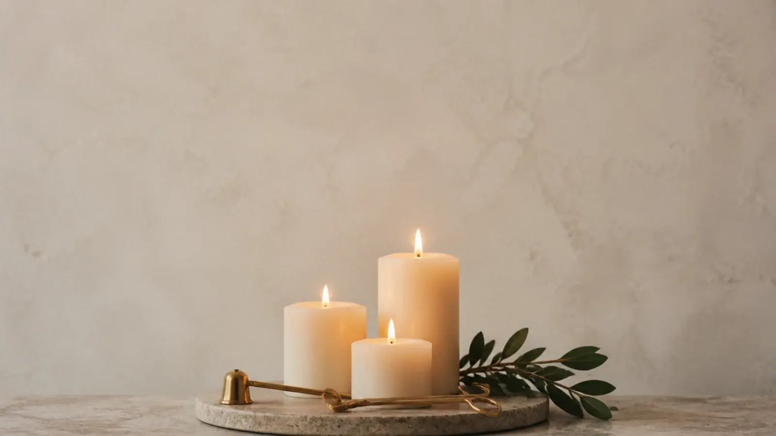 vertical candle styling guide showing trays heights and brass tools