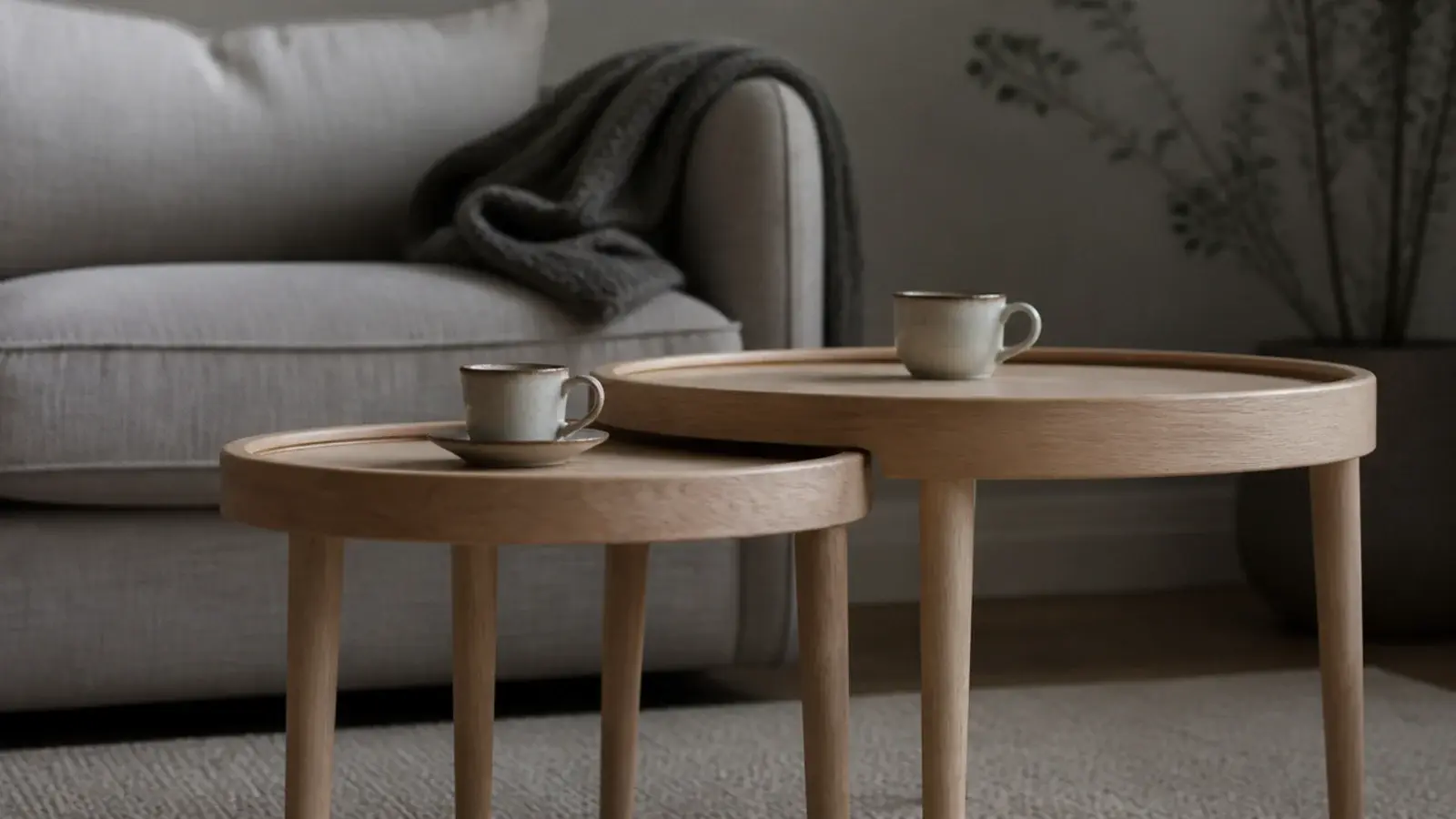 small nesting table pulled out from beneath its larger matching partner