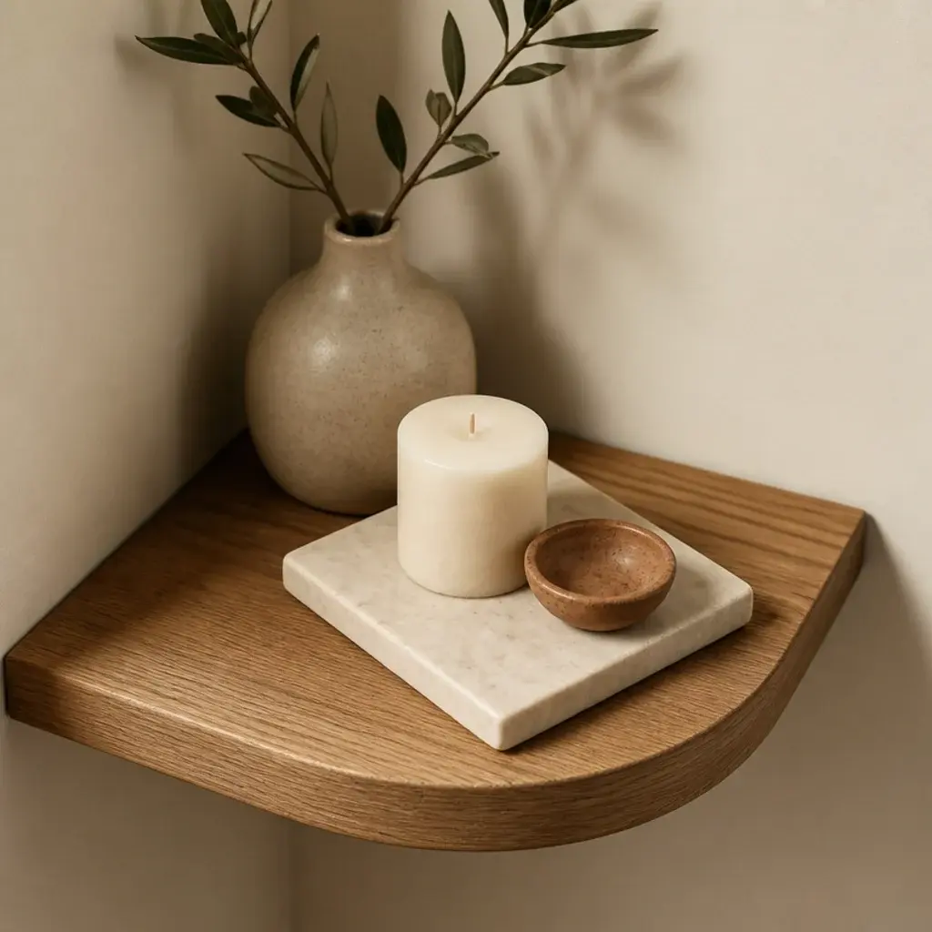 marble tile sample used as a small tray under a candle and dish
