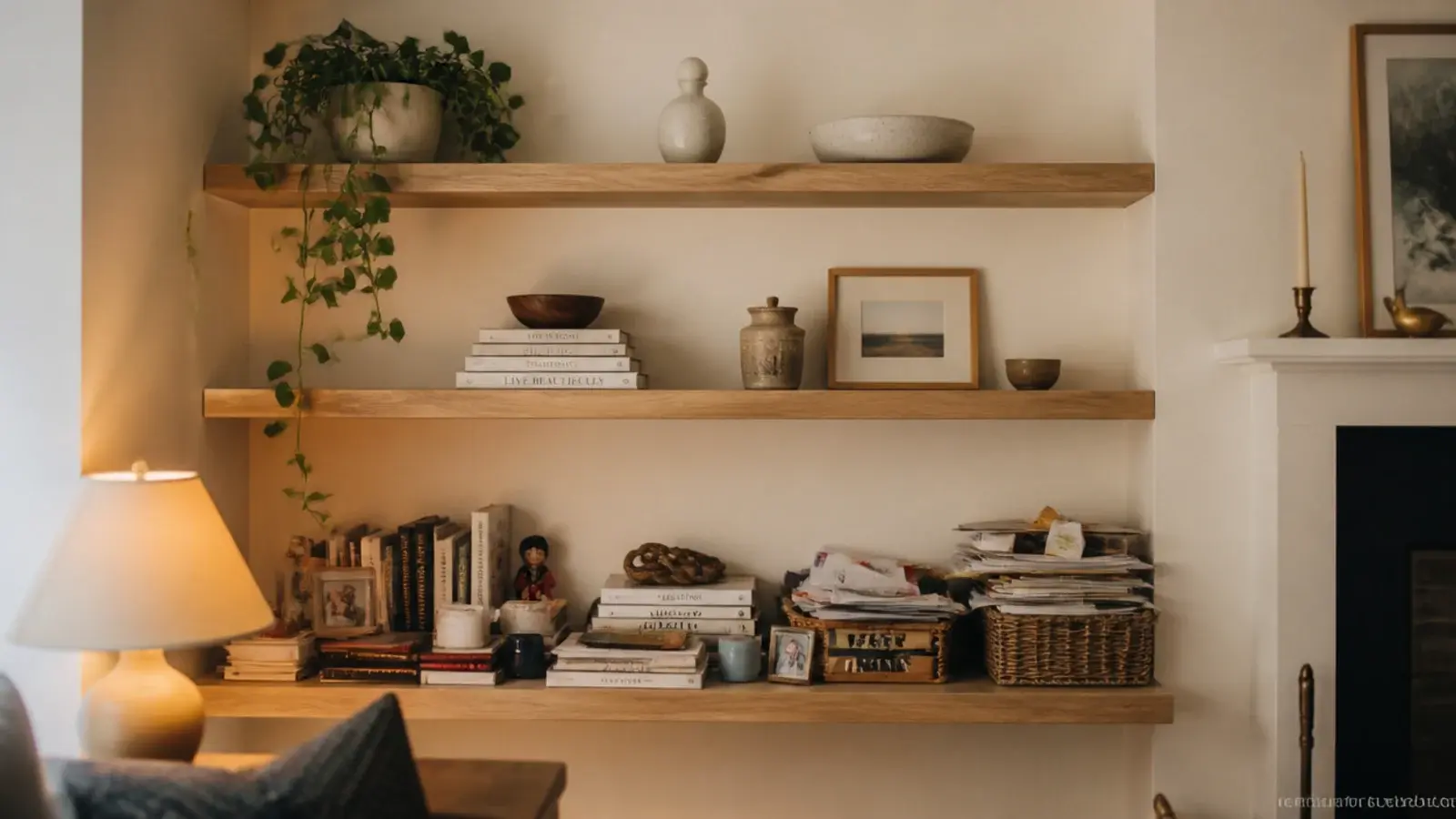 lived-in corner shelf display showing common corner shelf mistakes being corrected