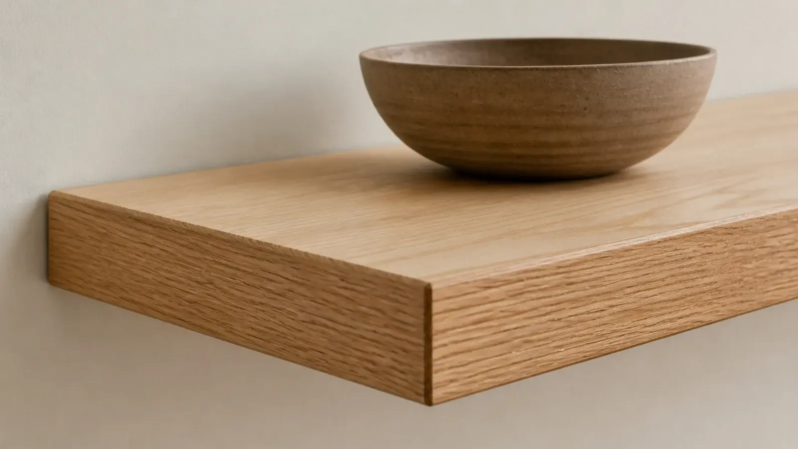 plywood corner shelf finished with a solid oak front lipping strip