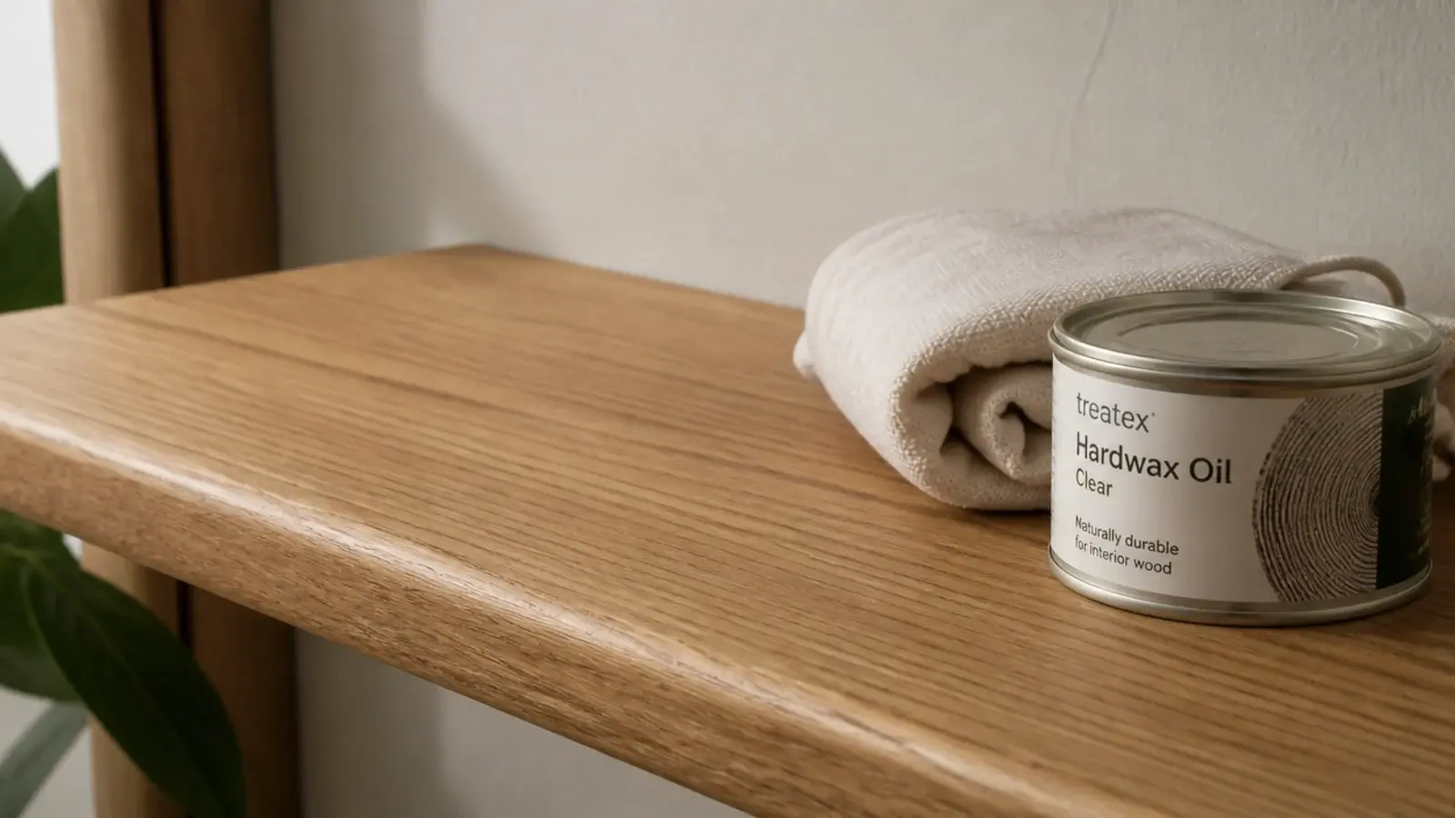 hardwax oiled oak corner shelf with a matte durable surface