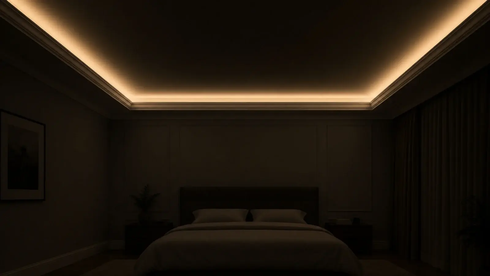 ceiling lit only around its edges with a dark middle area
