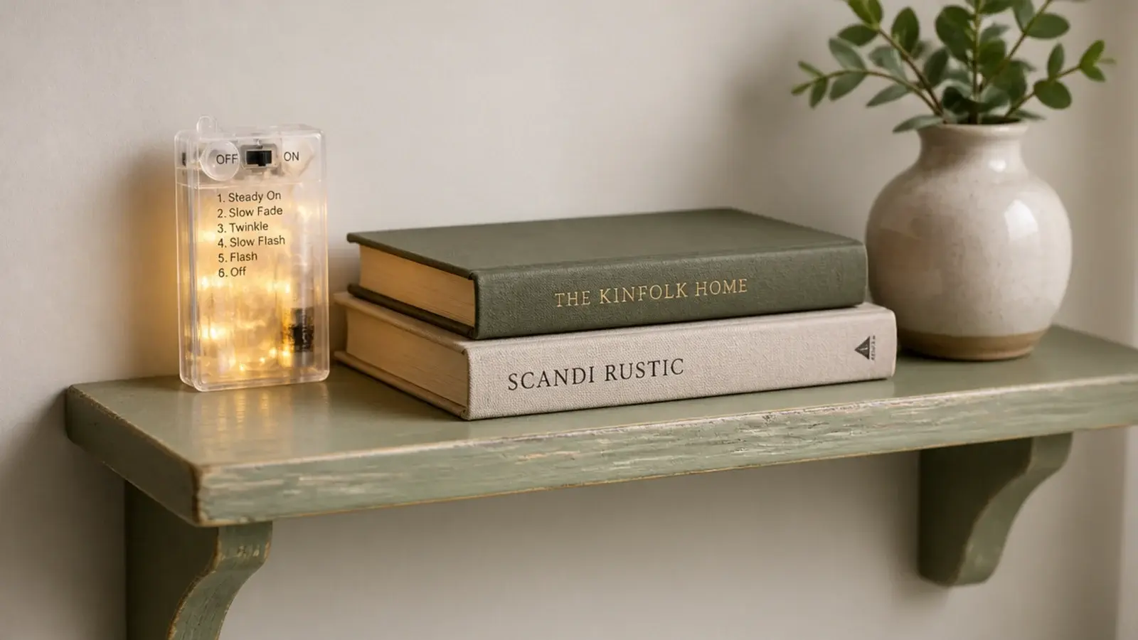 battery light set on a shelf with no lead reaching a socket