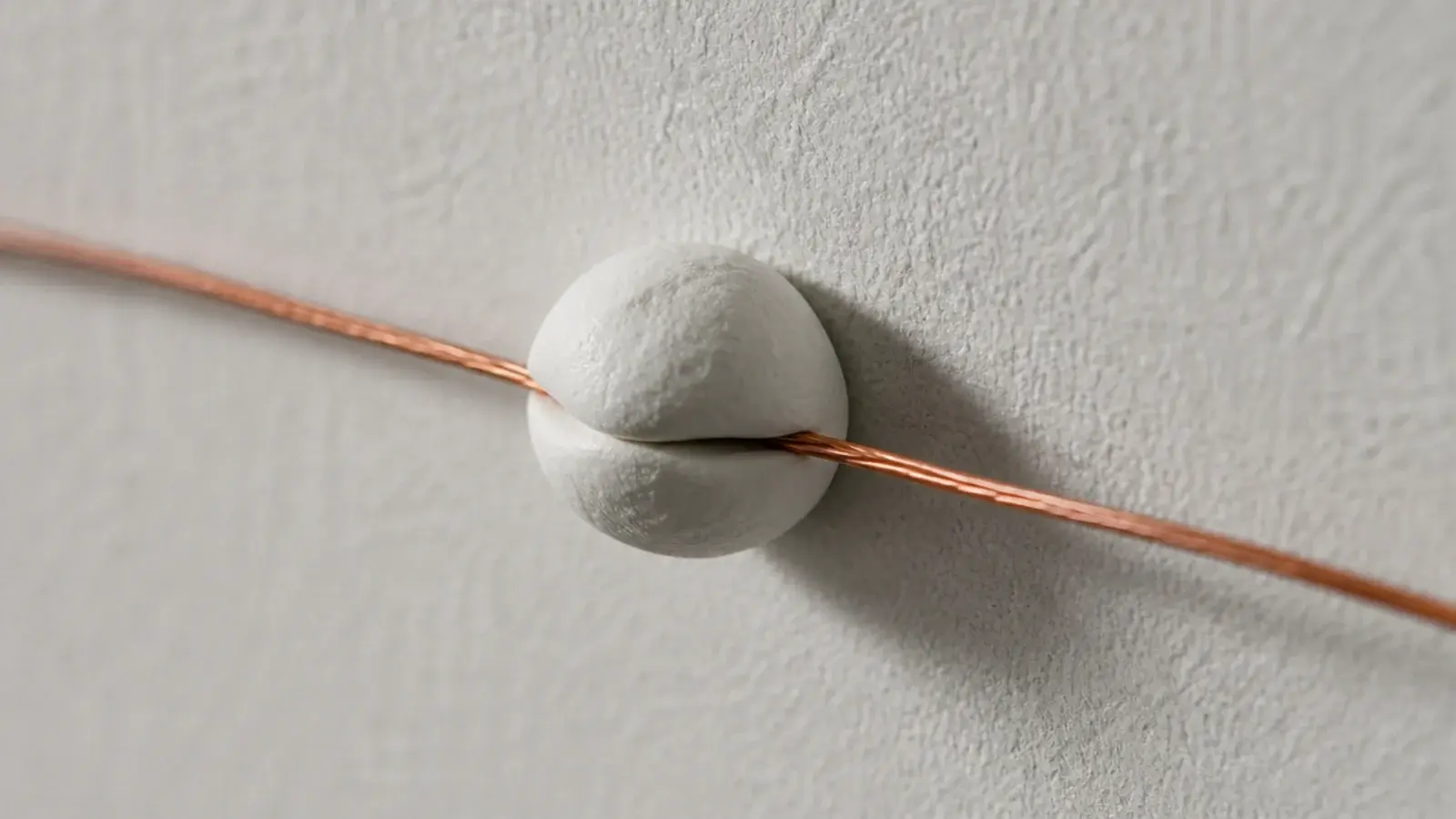 small ball of removable putty holding a fine light wire