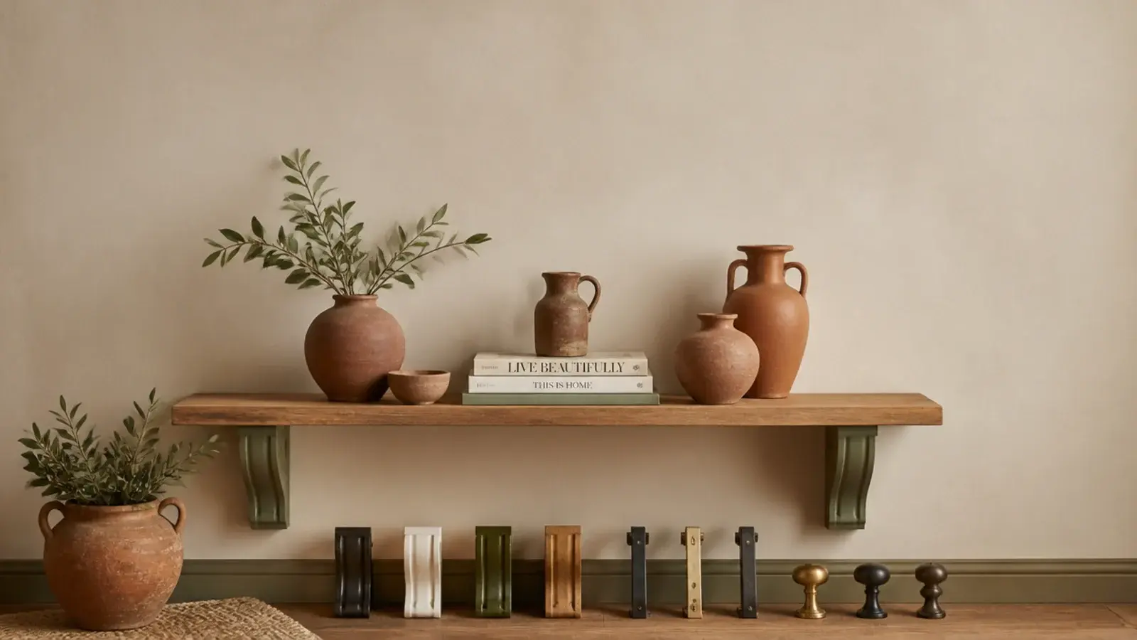 vertical buying guide image comparing floating shelf brackets by type