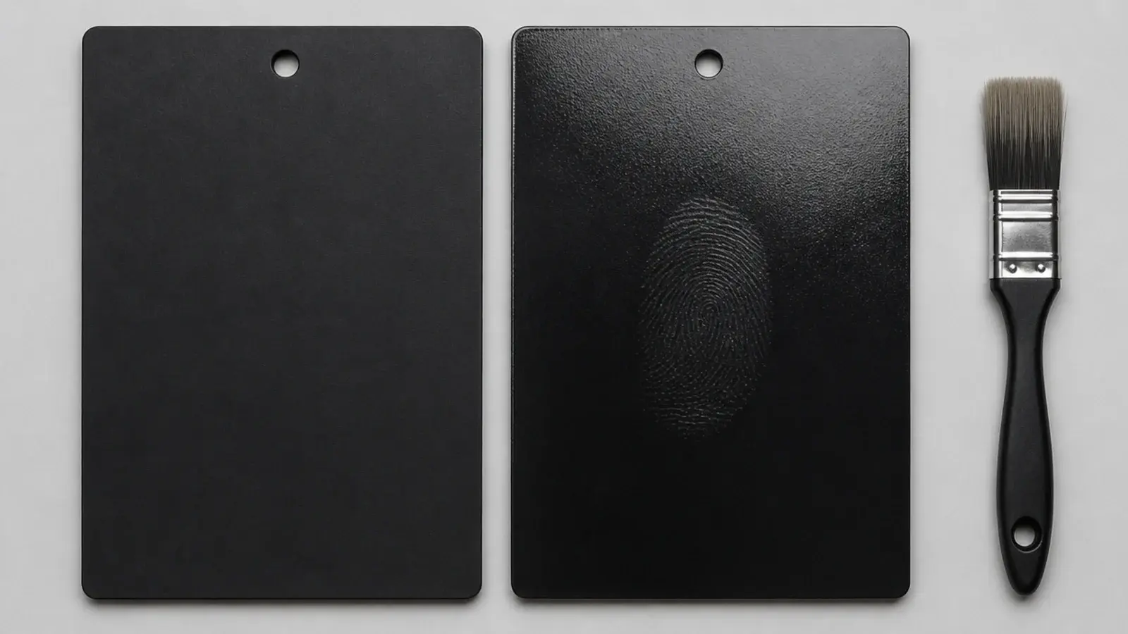 side by side comparison of matte and satin black shelf finishes