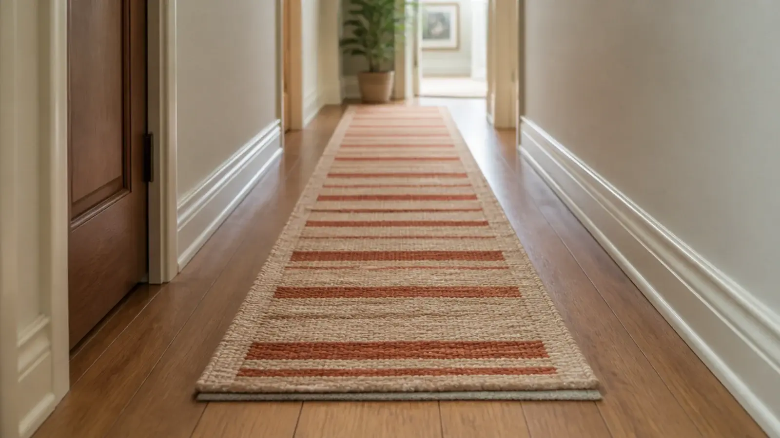 flat weave washable runner running the length of an entry hallway