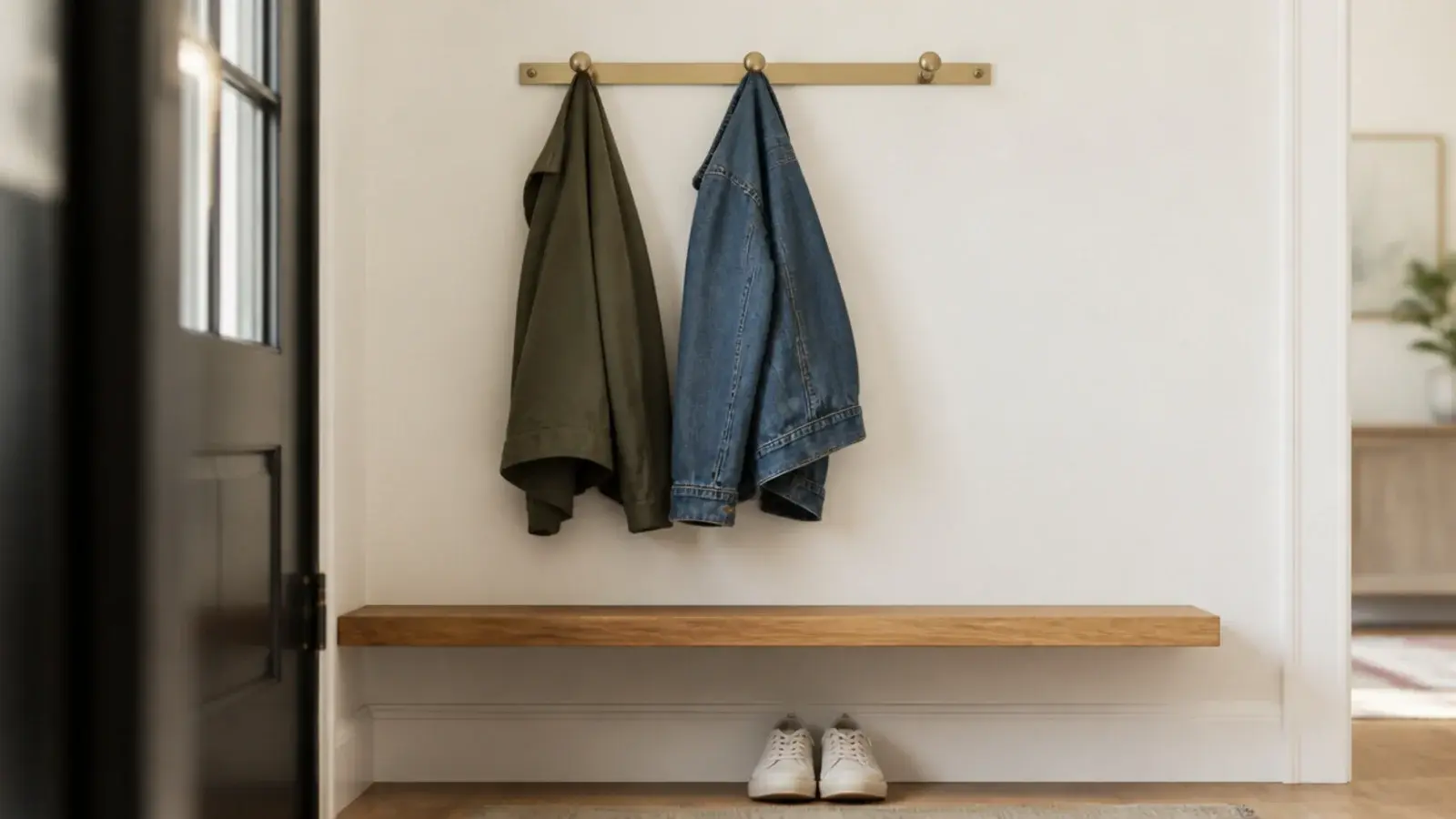entryway hooks holding only current season coats after an edit