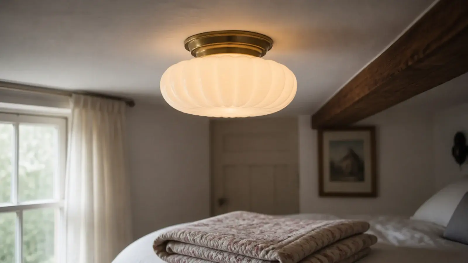 semi flush fixture sitting close under a low painted ceiling