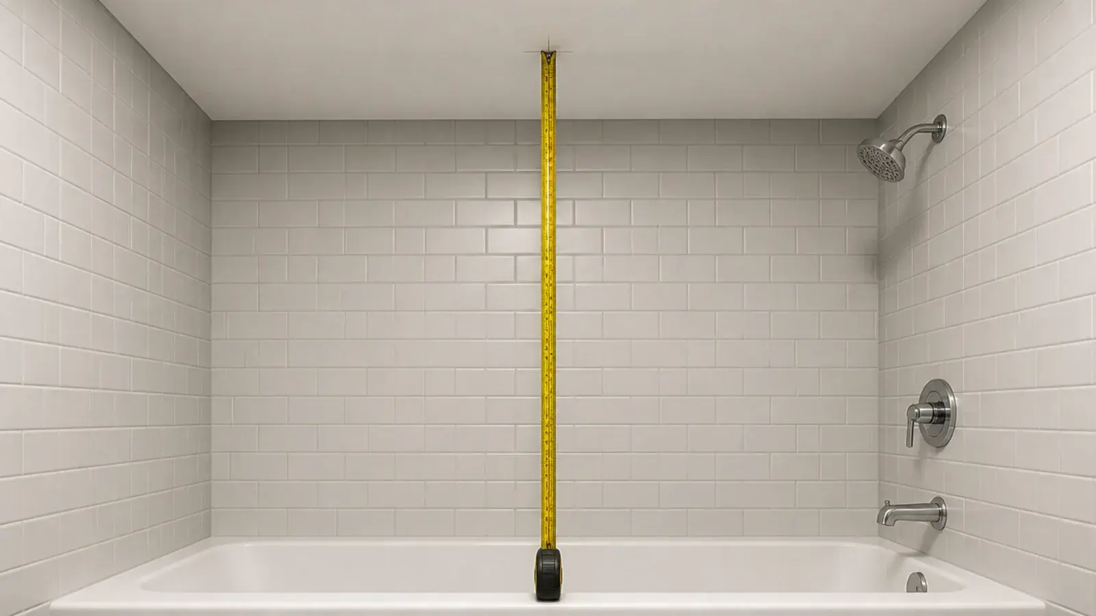 vertical measurement taken from a bath rim towards the ceiling