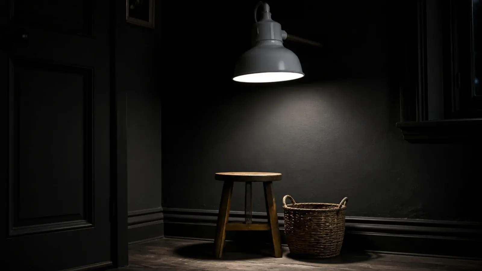 white shade with a bright interior lighting a dark small room