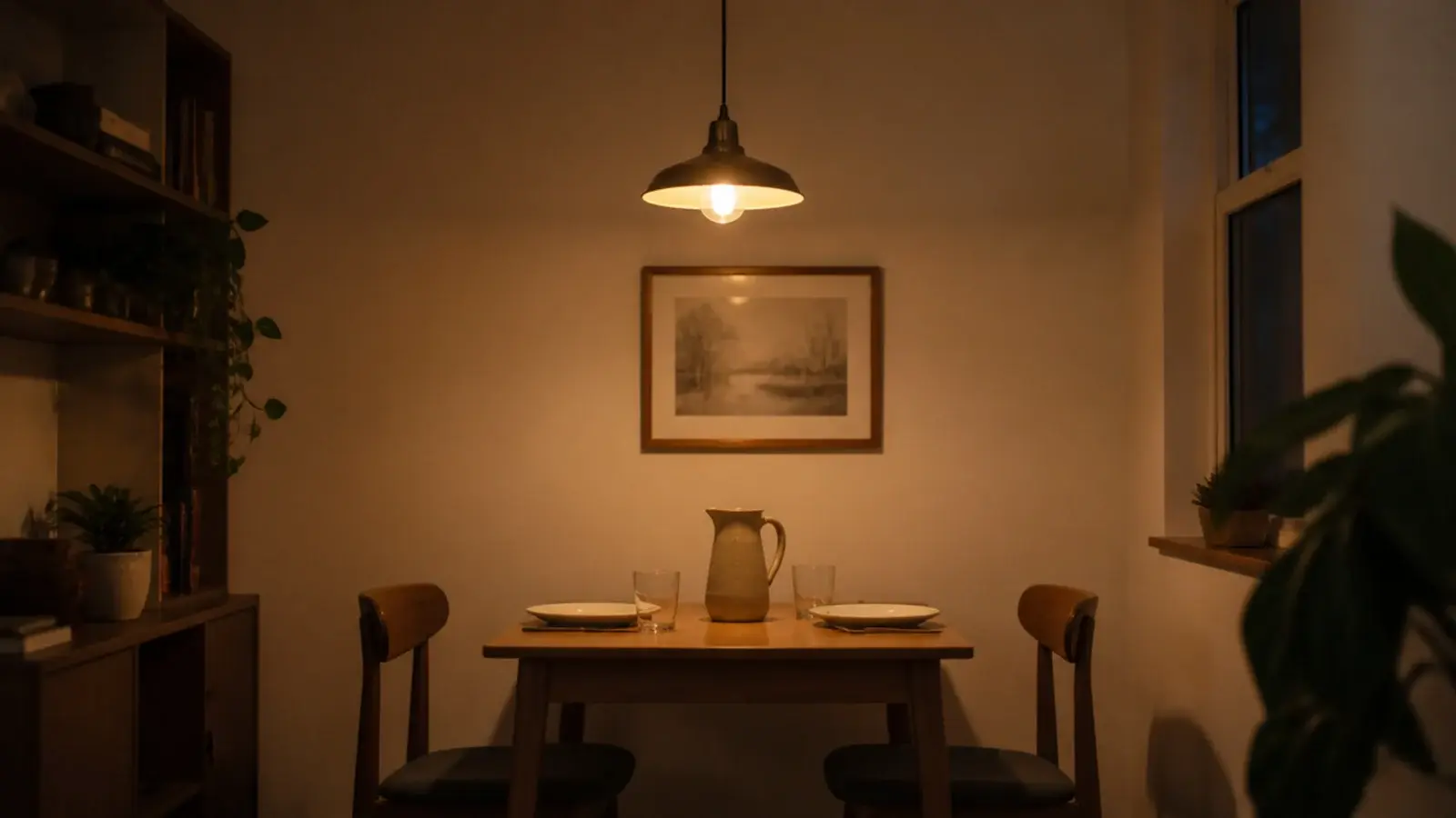 warm bulb lighting a small room evenly without harsh shadow