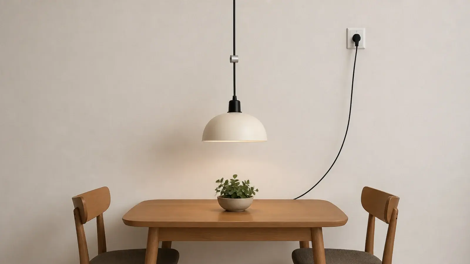 plug in pendant with a visible cord adjuster set mid height