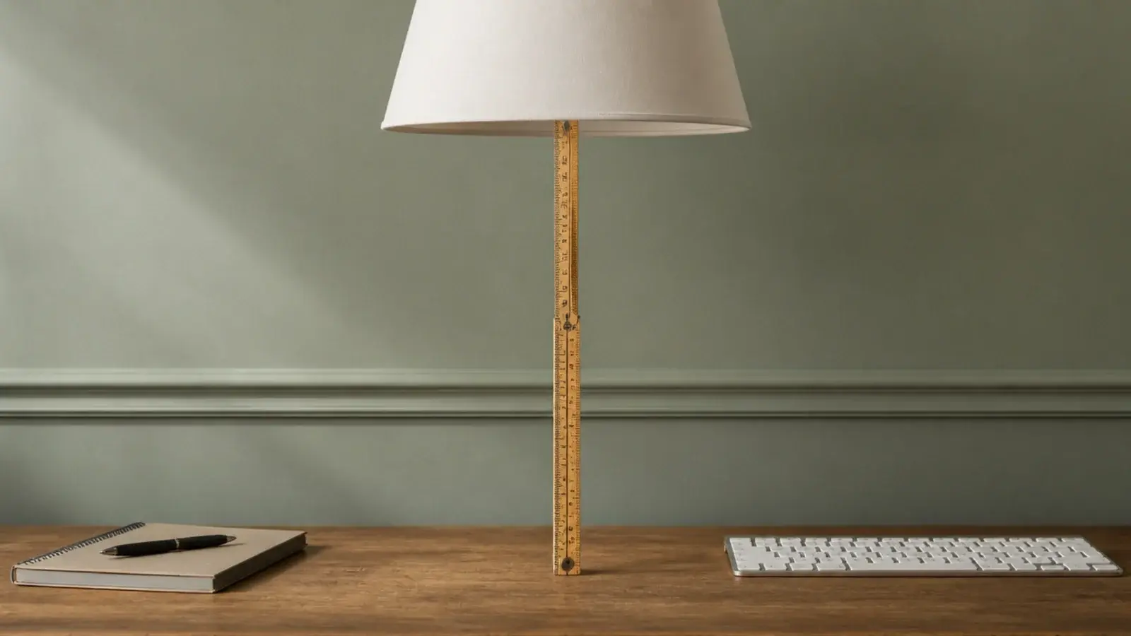 folding rule measuring the drop from a desktop to a shade