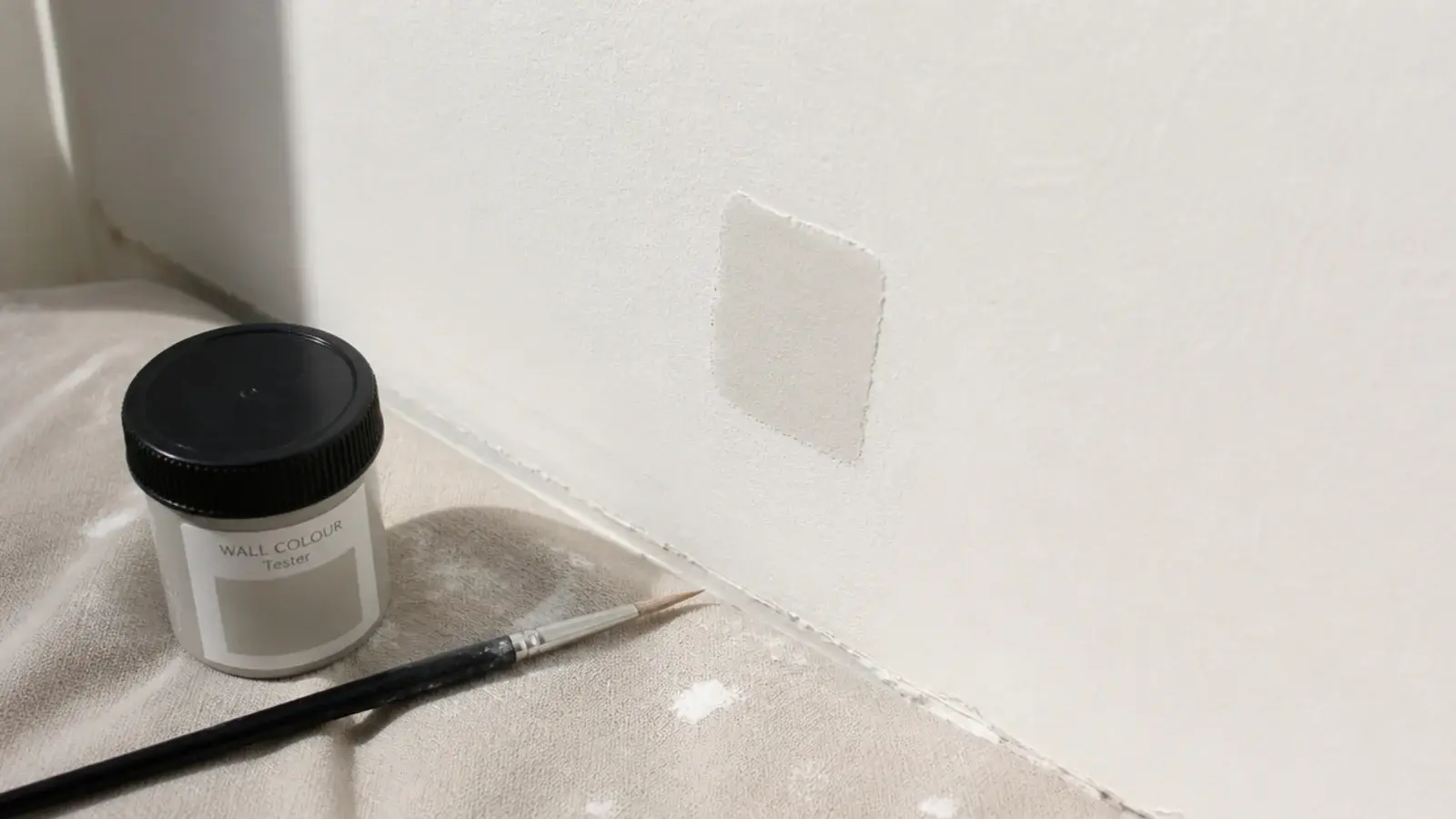 filled and touched up patch where a wall fixture once hung
