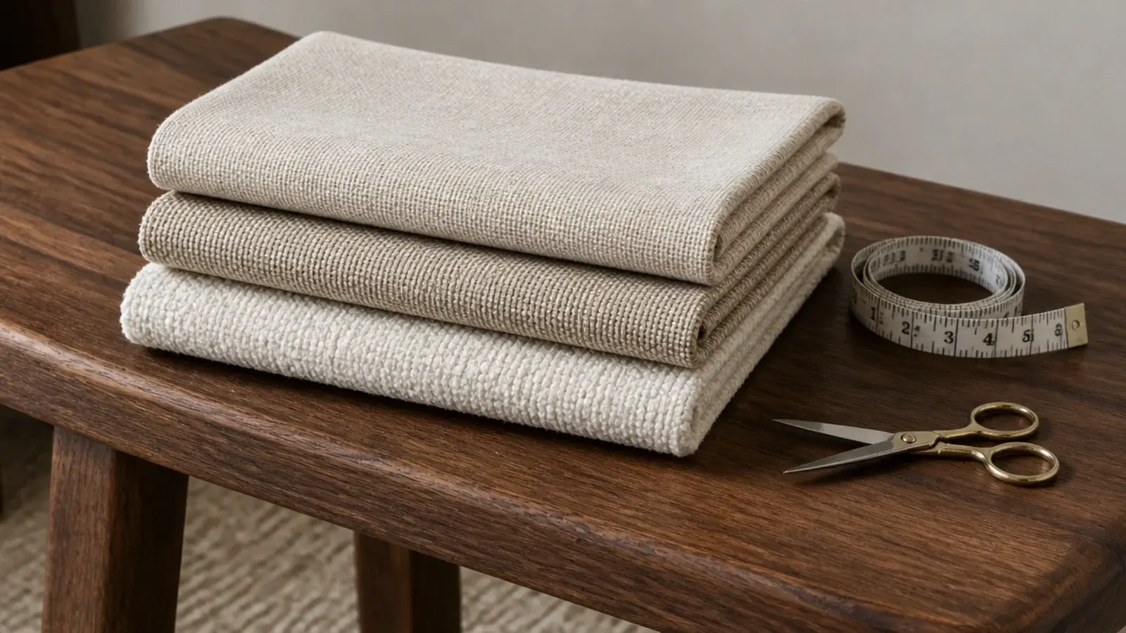washed linen and performance weave swatches for a headboard build