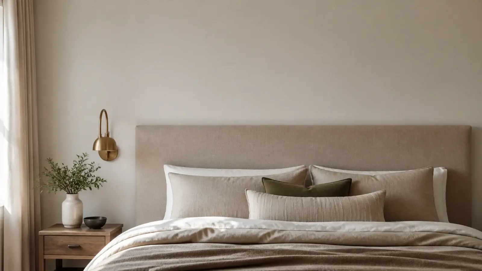 vertical headboard before and after image of a restyled bed wall