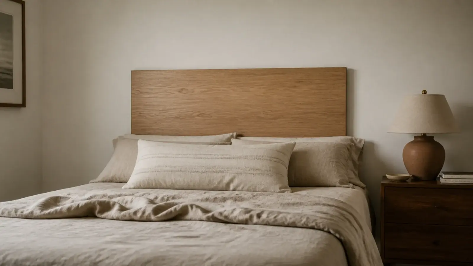 narrow headboard panel leaving a visible step at the mattress corners