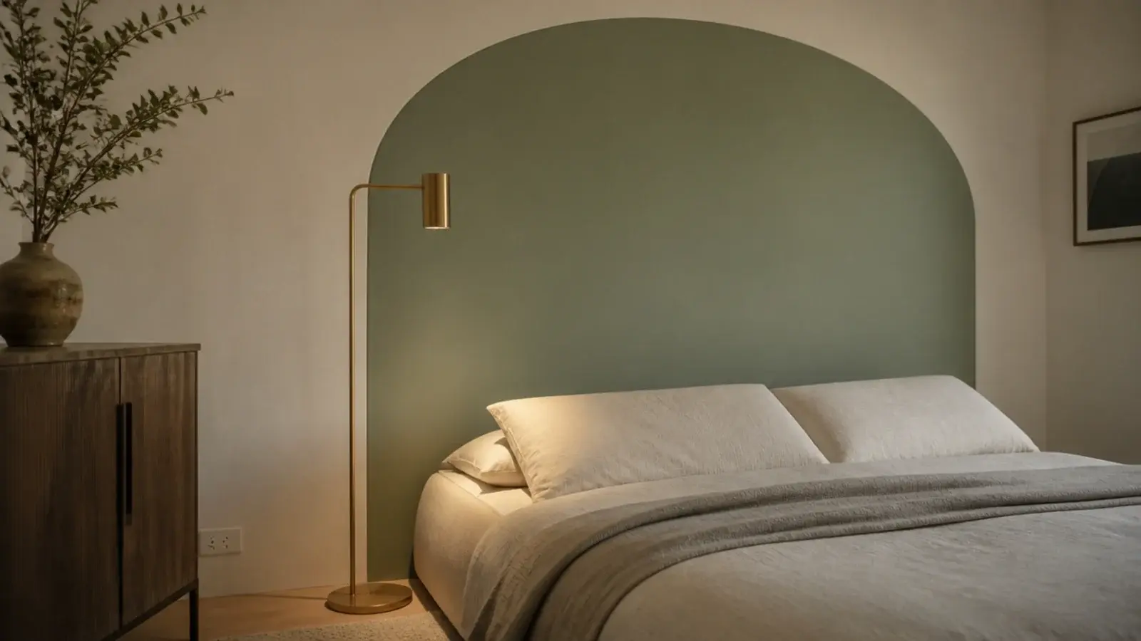 single colour arched headboard panel with a clean unbroken curved edge