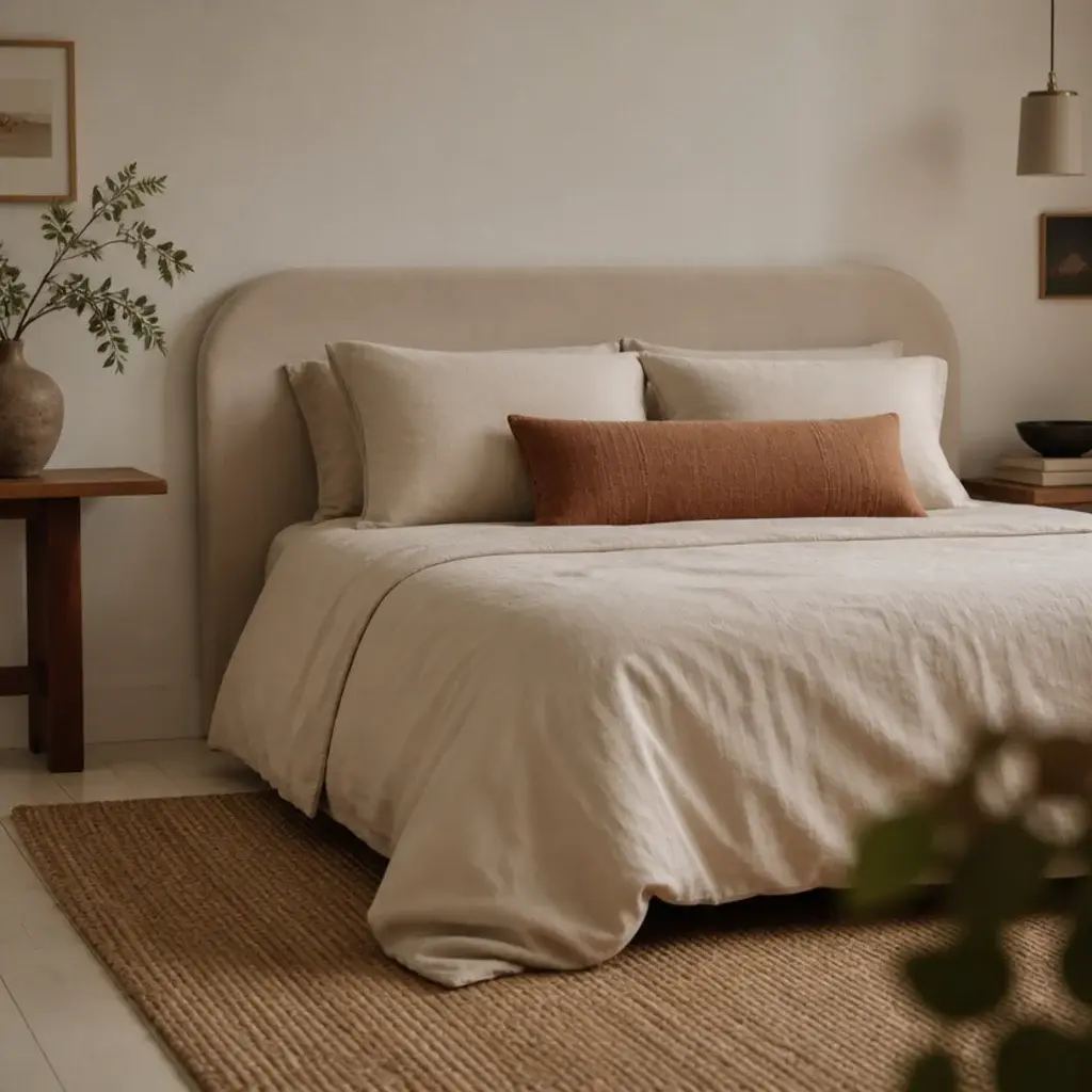 modern headboard panel with fully rounded ends and a straight top edge