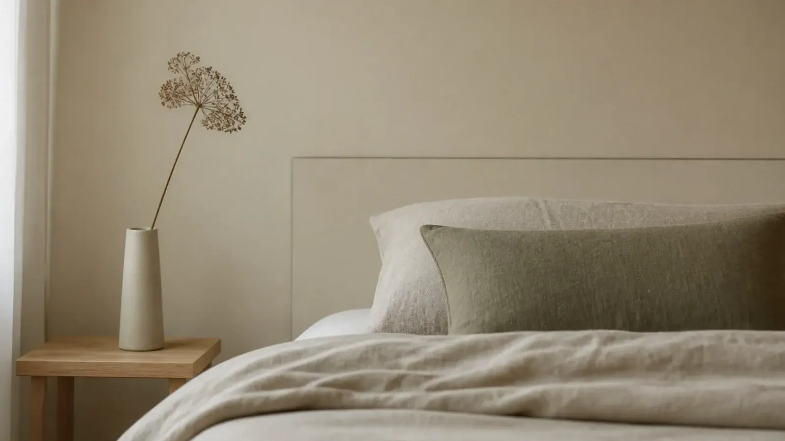 headboard panel painted precisely the same shade as the surrounding wall