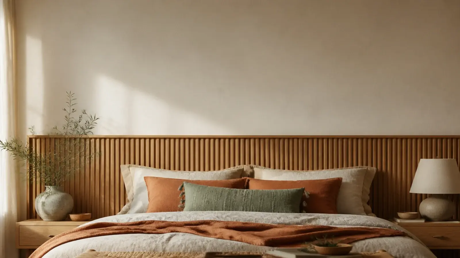 vertical collage image of wooden headboards in oak pine and reclaimed timber
