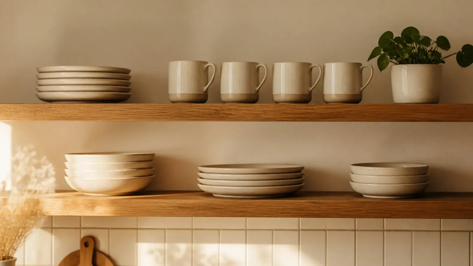kitchen shelves before and after showing a greasy crowded run restyled clean