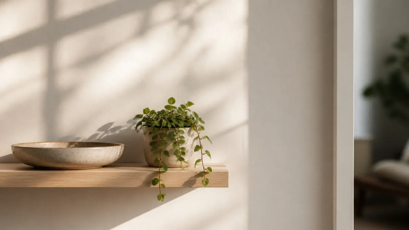 modern kitchen shelf ending short of the wall corner leaving a gap