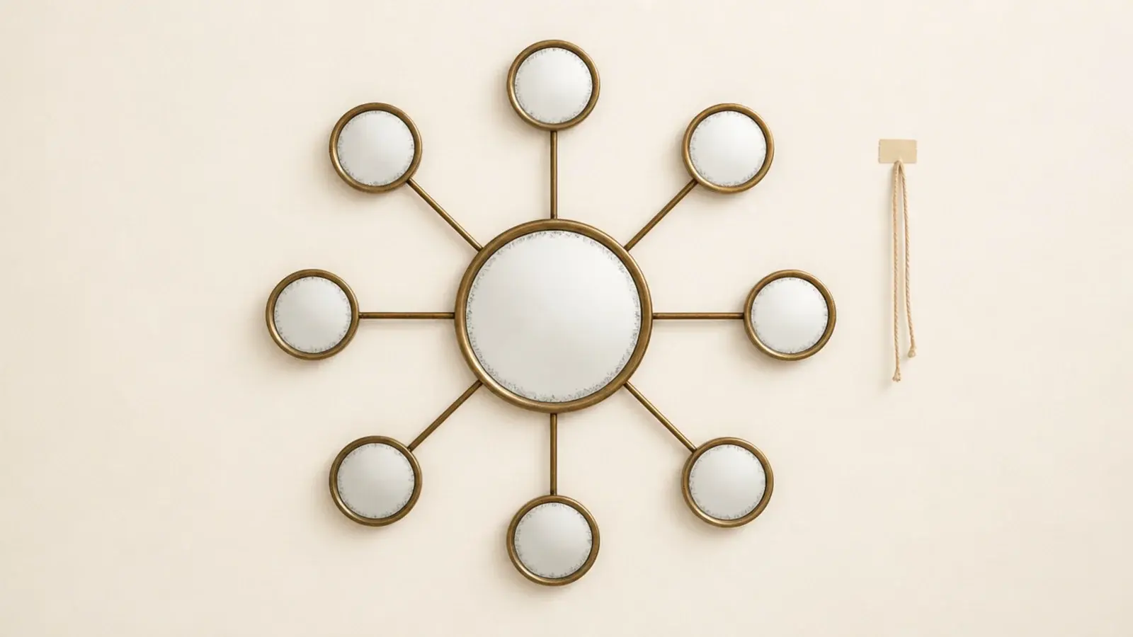 small round mirrors radiating outward from one central round mirror
