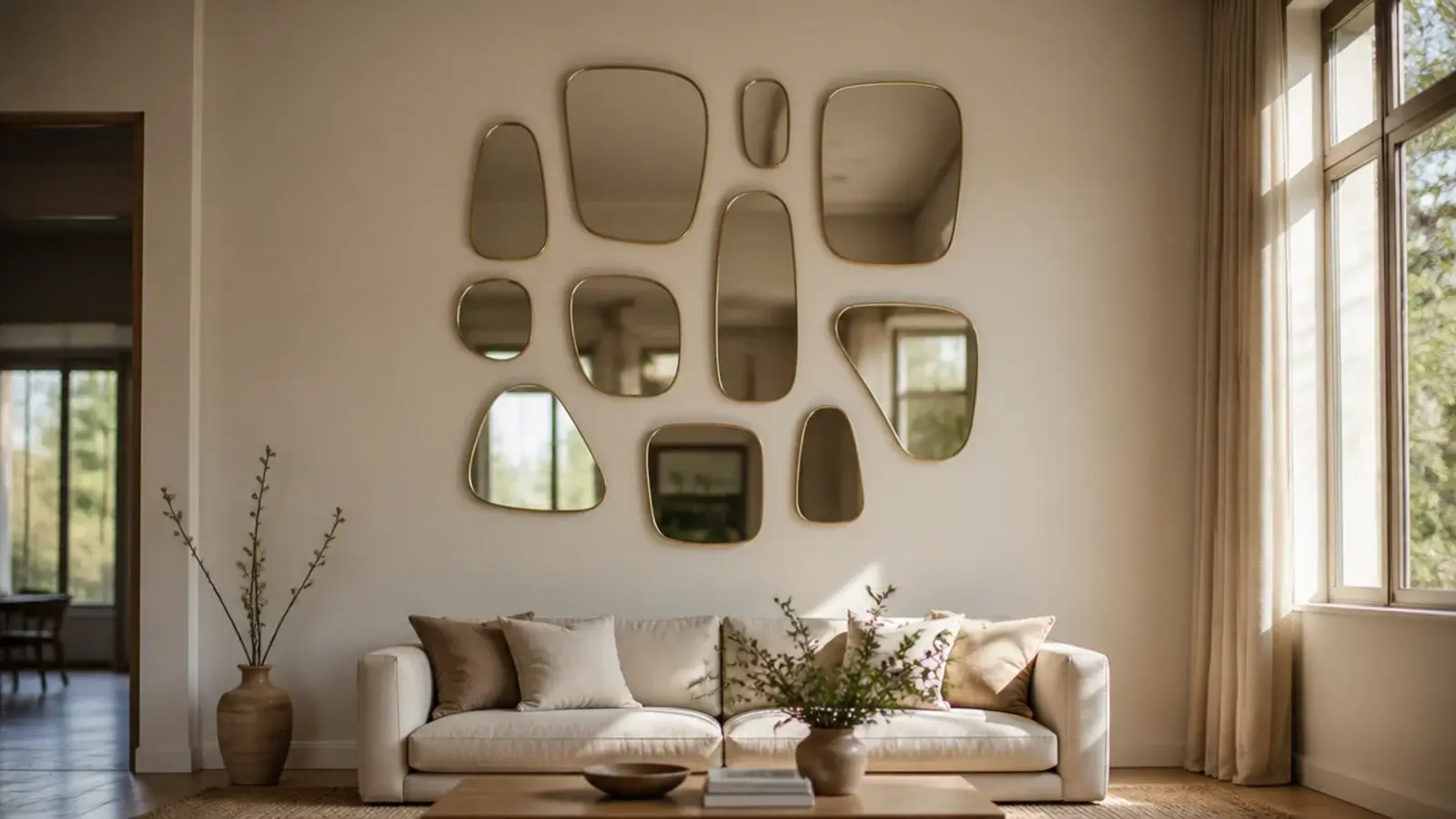 mirror cluster extending upward to finish near the ceiling line