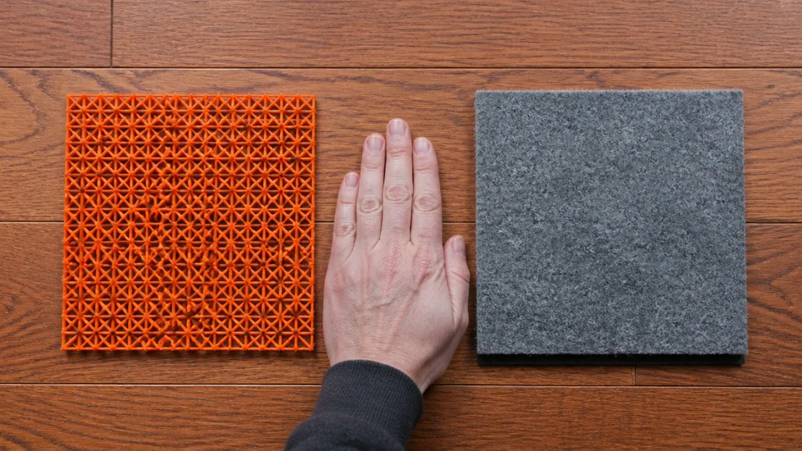 cheap plastic mesh pad set beside a felt and rubber alternative