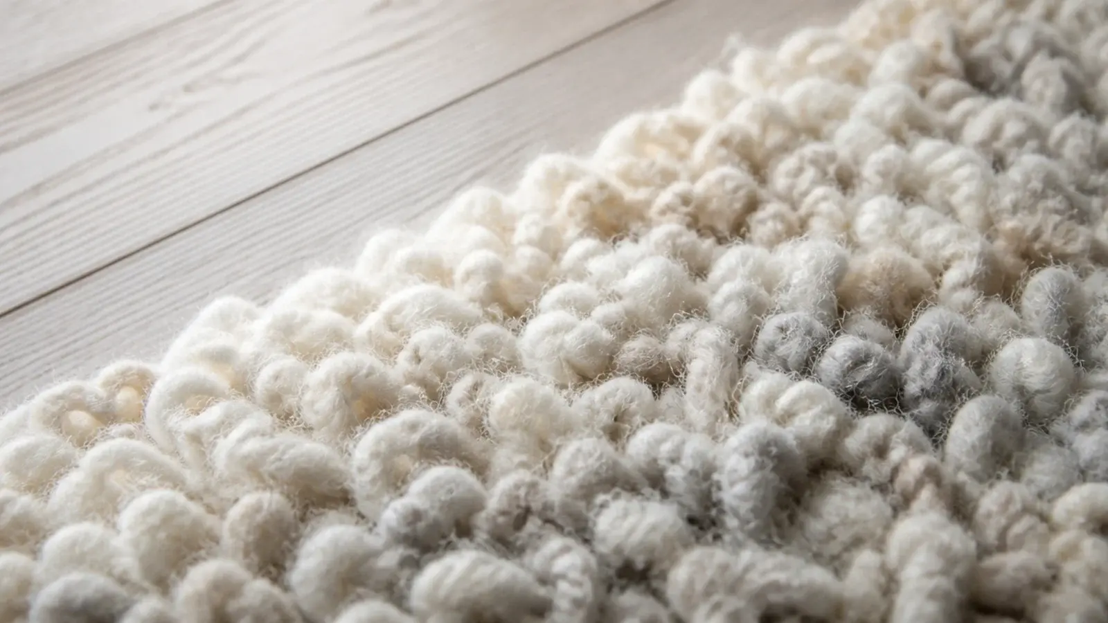 undyed wool rug showing subtle natural variation between yarns