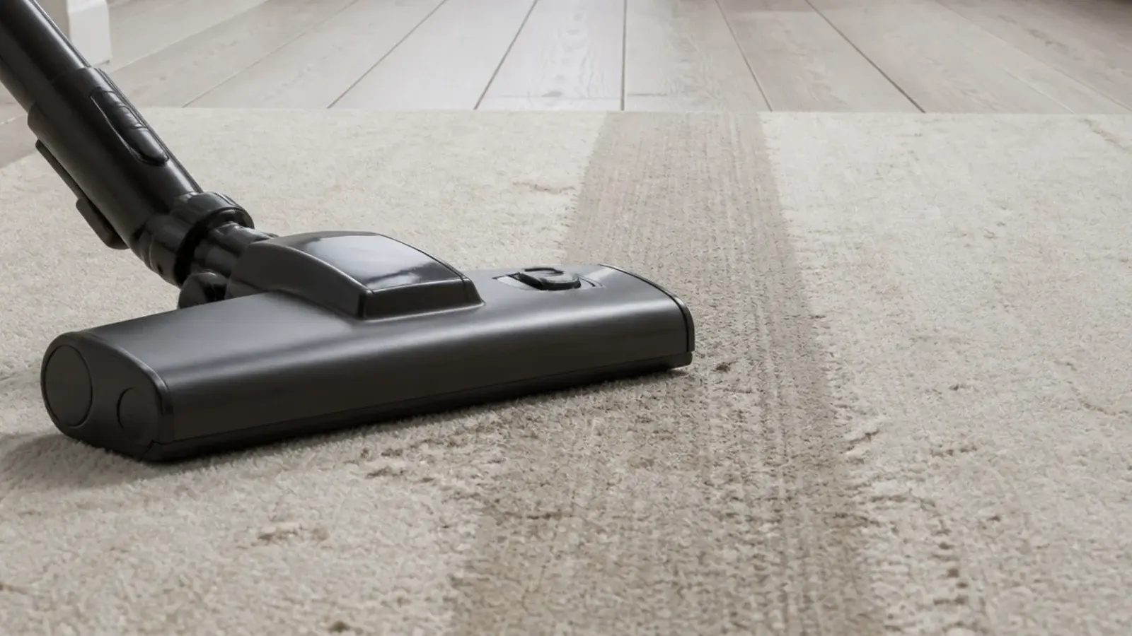 vacuum passing along the traffic lane of a pale neutral rug